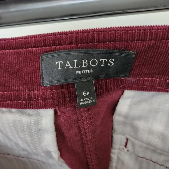 Talbots Petites Fine Wale Corduroy Burgundy Maroon Mini Skirt Size 6 Petite - Picture 6 of 8